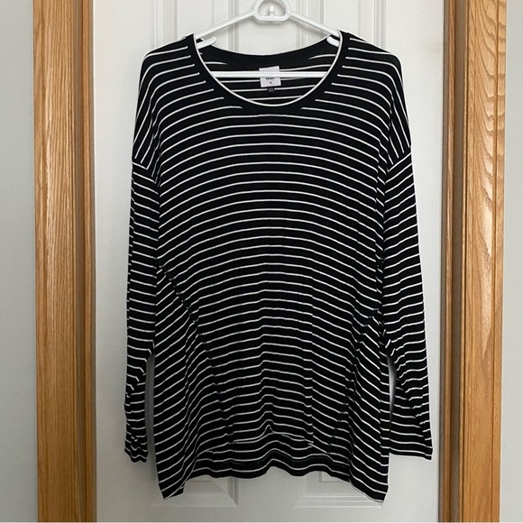 CAbi Crosswalk Black and White Stripe Long Sleeve Tee Size Medium - Picture 2 of 8